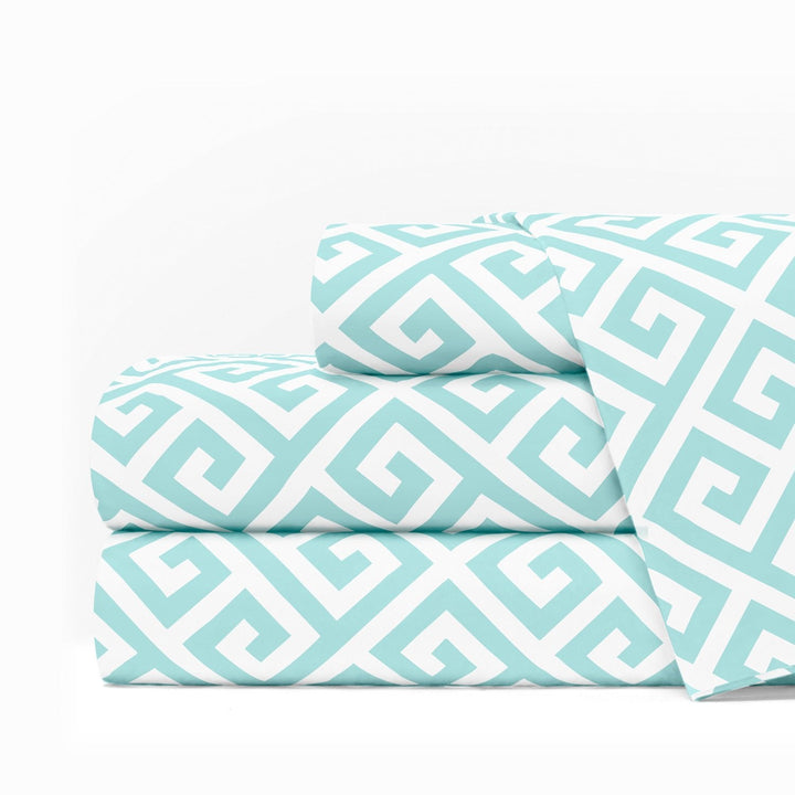 Egy Lux 1600 Sheet Set - Queen, Aqua-White - Nestopia