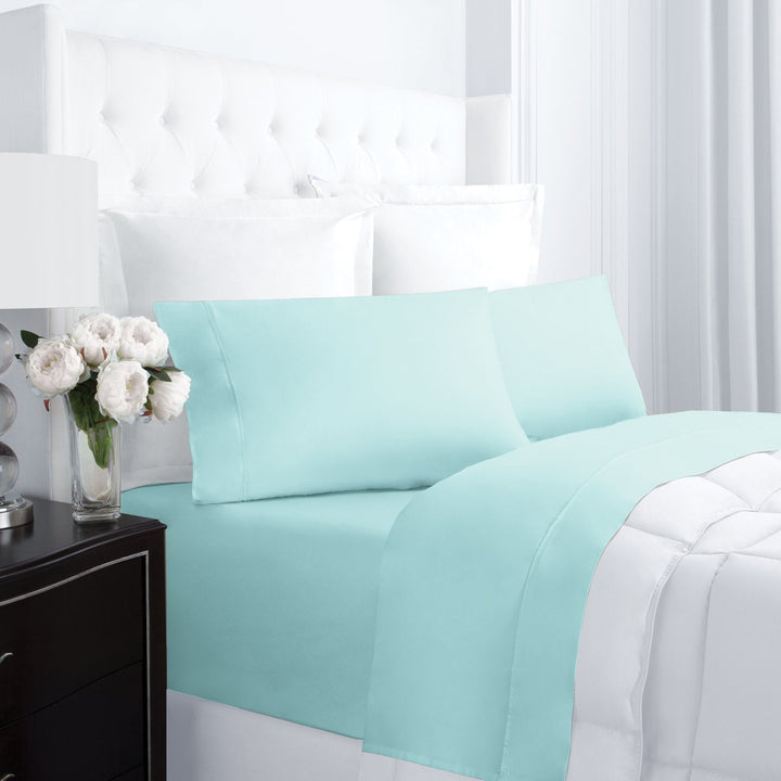 Egy Lux 300TC Cotton Sheet Set - Aqua - Twin - Nestopia