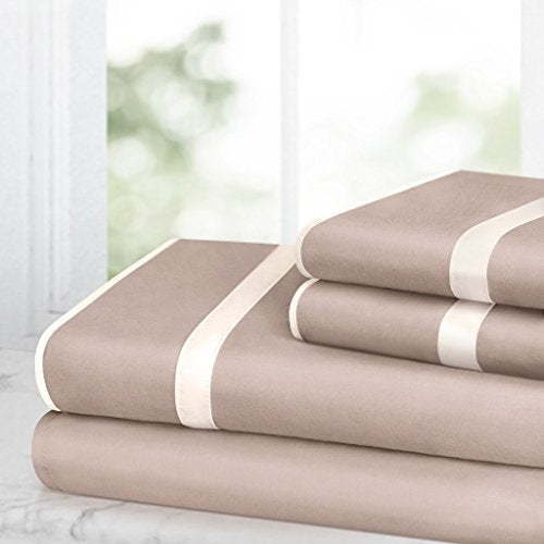 Egy Lux Bed Sheet Set - Cal King - Taupe/Cream - Nestopia