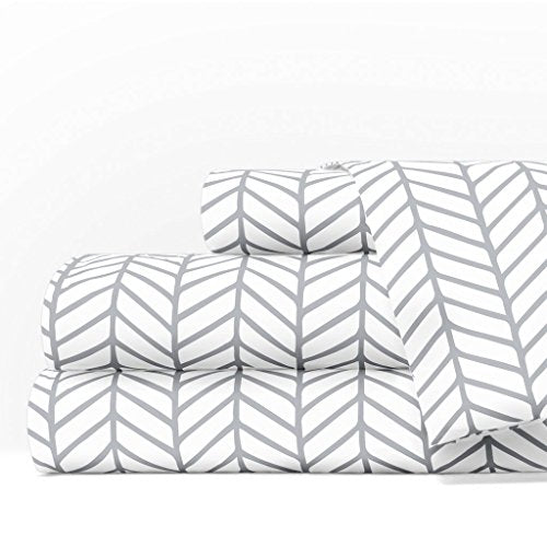 Egyptian 1600 Twin Sheet Set - White/Lt Gray - Nestopia