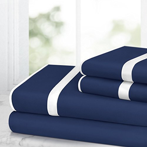 Egyptian Bed Sheet Set - Cal King - Navy/White - Nestopia