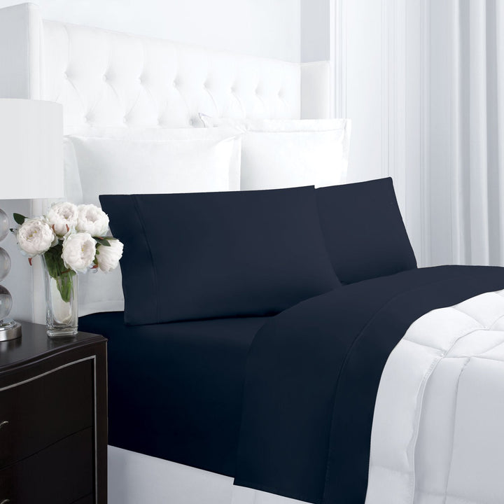 Egyptian Cotton Bed Sheet Set - Navy - Twin - Nestopia