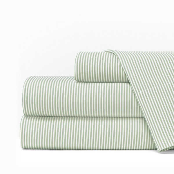 Egyptian Luxury 1600 Bed Sheet Set - Cal King, Sage-White - Nestopia