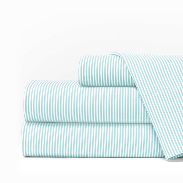 Egyptian Luxury 1600 Bed Sheet Set - Full, Aqua-White - Nestopia