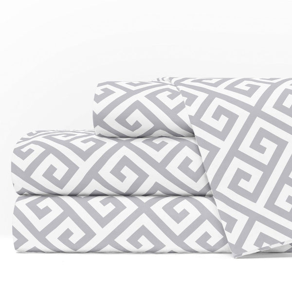 Egyptian Luxury 1600 Bed Sheet Set - Full, White-Light Gray - Nestopia
