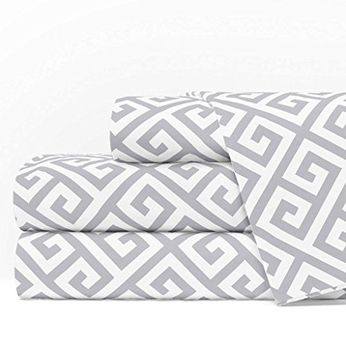 Egyptian Luxury 1600 Bed Sheet Set - Twin, White-Light Gray - Nestopia