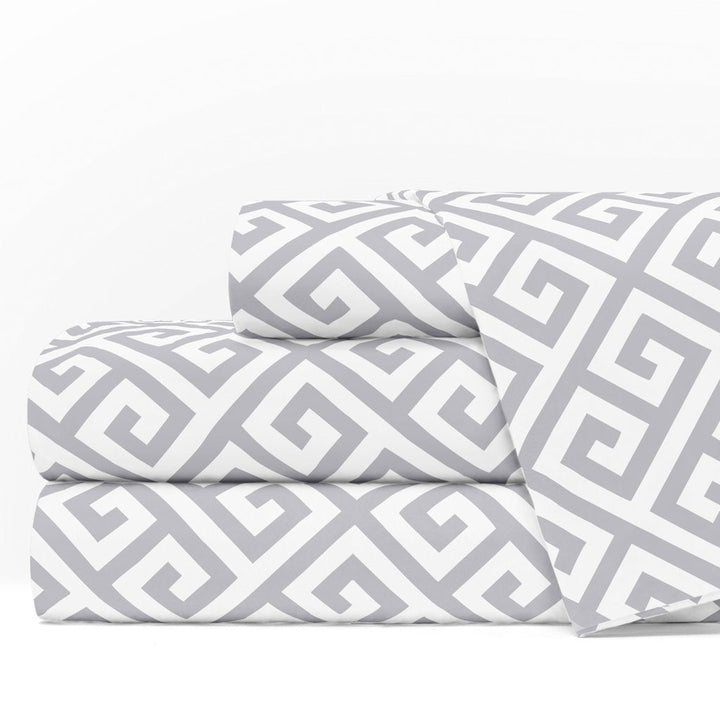 Egyptian Luxury 1600 Bed Sheet Set - Twin, White-Light Gray - Nestopia