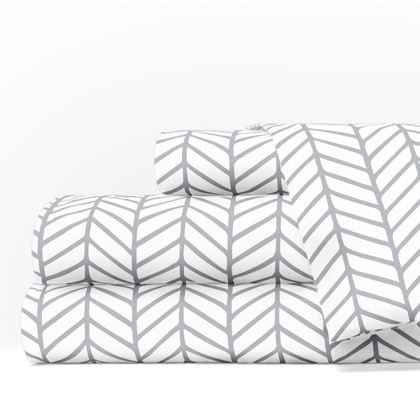 Egyptian Luxury 1600 Series Bed Sheet Set - King, White-Light Gray - Nestopia