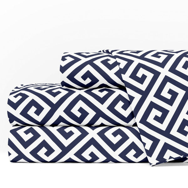 Egyptian Luxury 1600 Series Bed Sheet Set - Twin - Navy/White - Nestopia