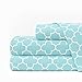 Egyptian Luxury 1600 Series Hotel Collection Clover Pattern Bed Sheet Set - Deep Pockets, Wrinkle and Fade Resistant, Hypoallergenic Sheet and Pillowcase Set - Cal King - Aqua/White - Nestopia