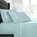 Egyptian Luxury Bed Sheet Set-1500 Series-Rope Embroidery-Wrinkle/Fade Resistant-Hypoallergenic-4Pc-Queen-Aqua/White - Nestopia