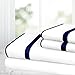 Egyptian Luxury Bed Sheet Set-King-White/Navy-1500TC - Nestopia