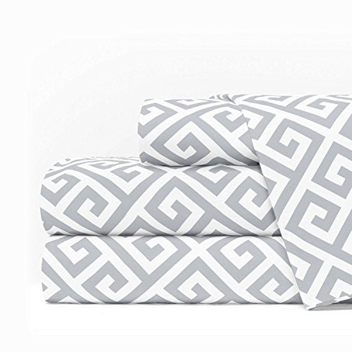 Egyptian Luxury Bed Sheet Set, Twin, Light Gray-White - Nestopia