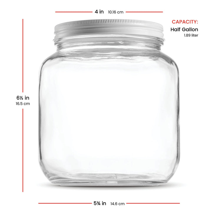 Glass Mason Jar with Metal Lid for Fermenting, Sun Tea, Kombucha, Dry Food Storage - Nestopia