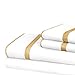 Italian Luxury Bed Sheet Set - Cal King - White/Gold - Nestopia