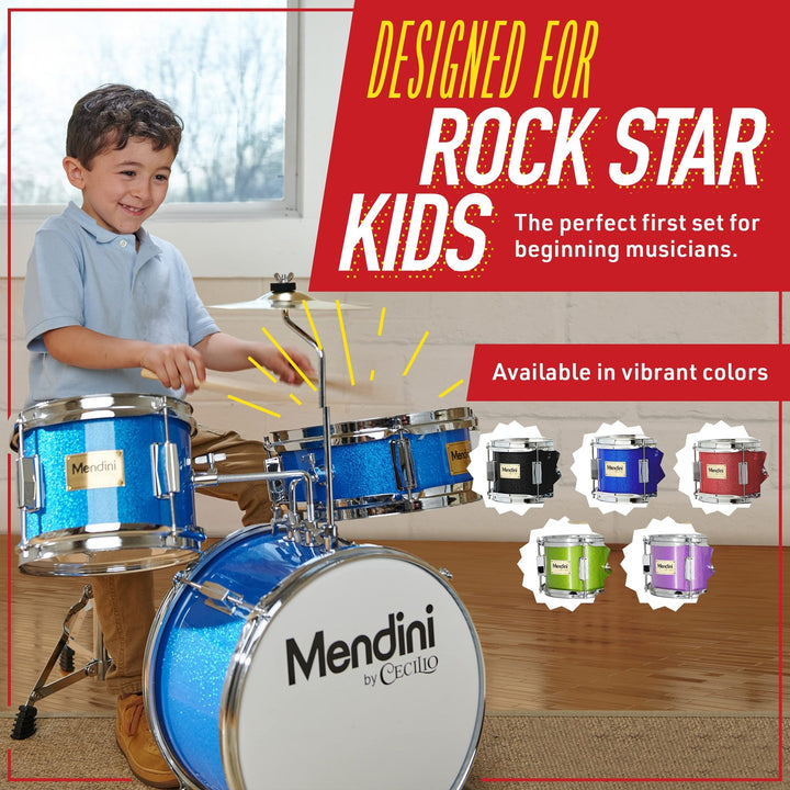 Kids Drum Set w/ 4 Drums, Drumsticks, Seat - Nestopia