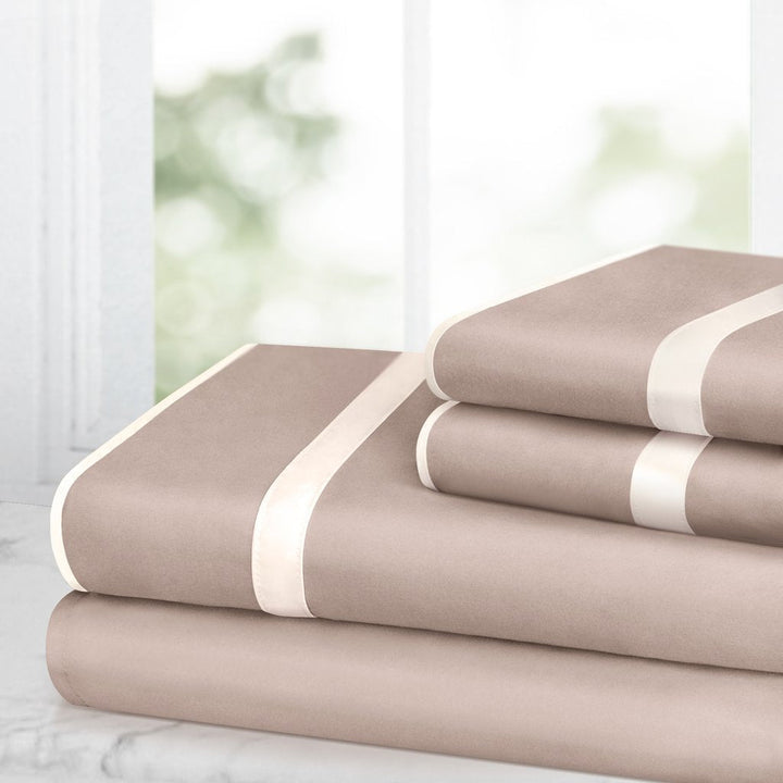 King Bed Sheet Set - Taupe/Cream - Nestopia