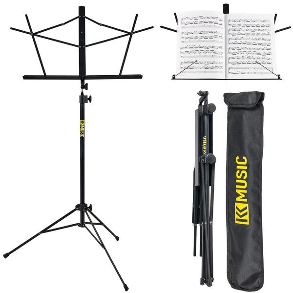 KK Music Sheet Music Stand - Portable Folding Music Stand for Sheet Music with Tripod Base and Carrying Bag - Heavy Duty Foldable for Kids and Adults - Nestopia