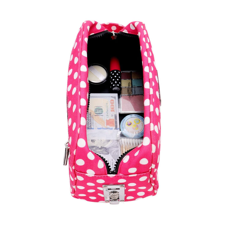 Locking Nylon Travel Kit - Pink/White Polka Dots - Nestopia