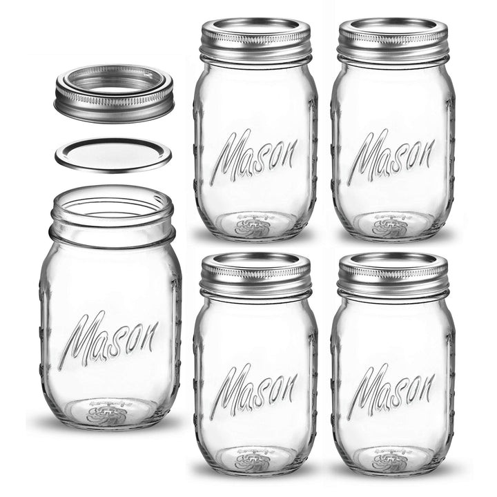 Mason Jars - 16 Oz Regular Mouth Glass Canning Jars - Nestopia