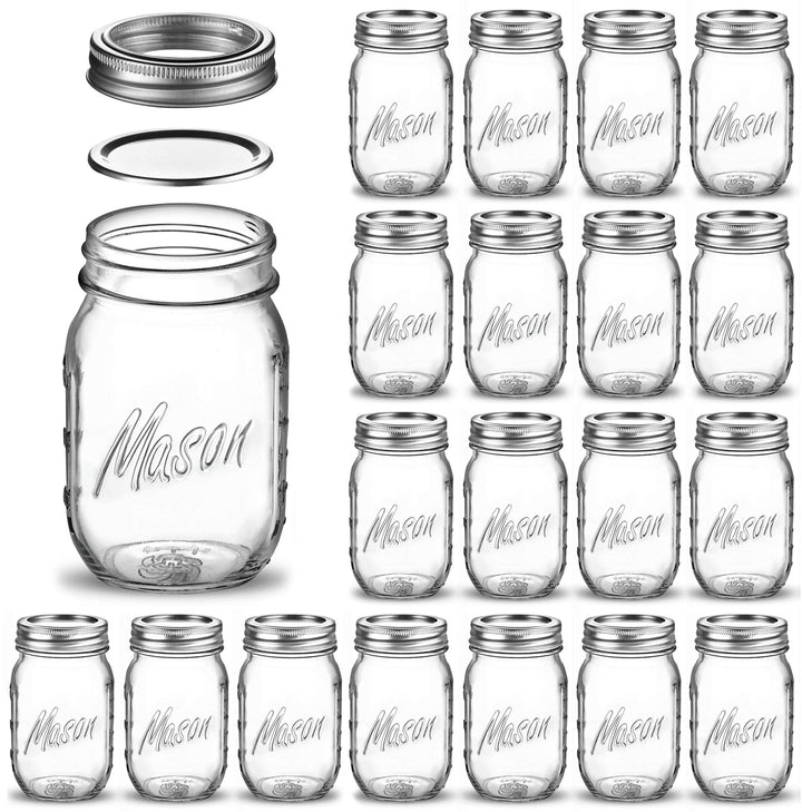 Mason Jars - 16 Oz Regular Mouth Glass Canning Jars - Nestopia