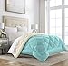 Queen Down Alt Comforter, Heavy, Aqua/Ivory - Nestopia