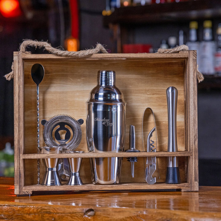 Rustic Wood Bartender Kit - Nestopia