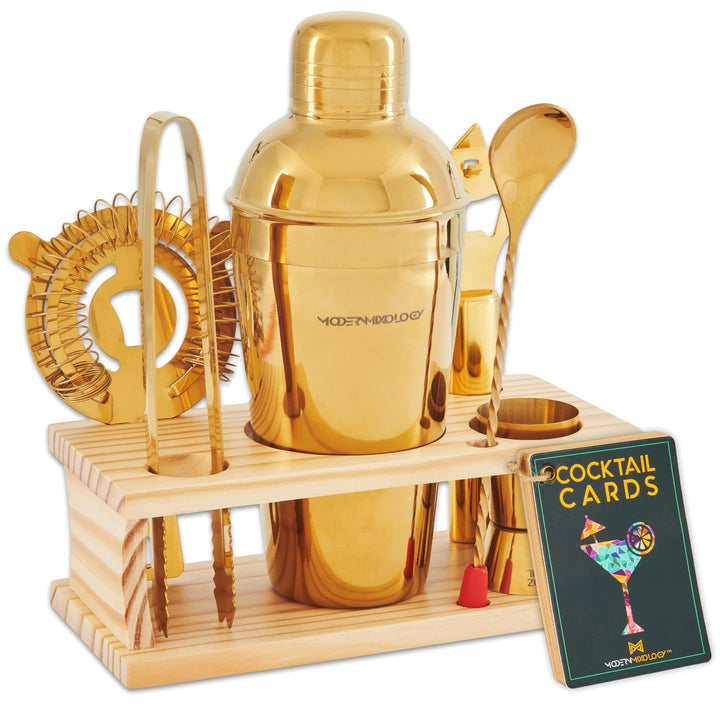 Silver Shaker Set w/ Wood Stand - Nestopia