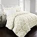 Sleep Restoration 2200 Luxury Quatrefoil Comforter Set - Full/Queen - Ivory - Nestopia