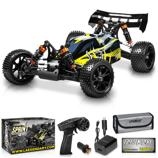 SPRINT 1:10 Scale RC Car 20+ MPH - Brushed - Black/Yellow - Nestopia