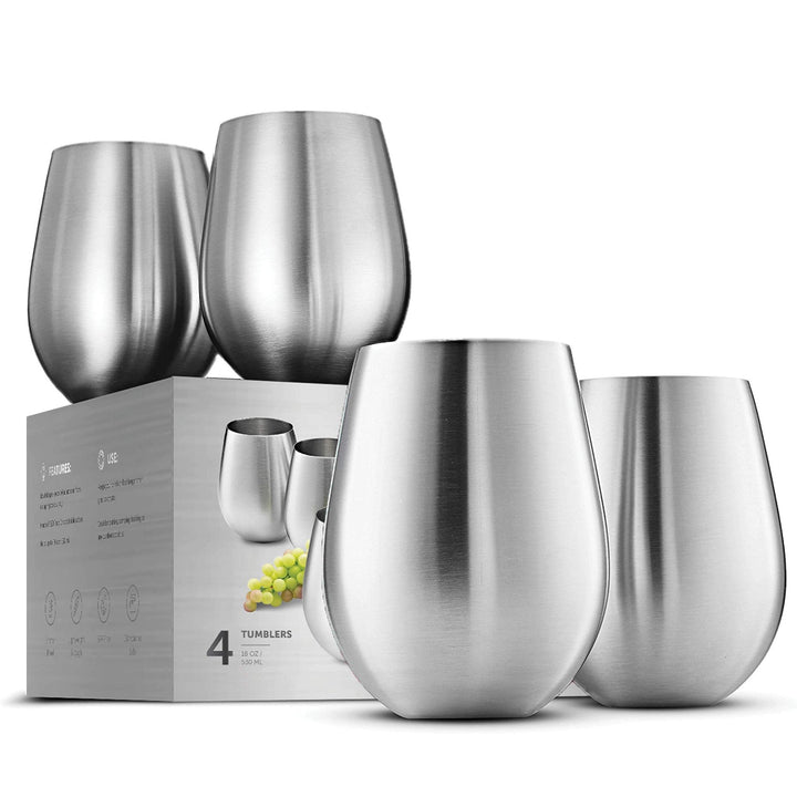 Stemless Wine Glasses - 4 Piece Set - Nestopia