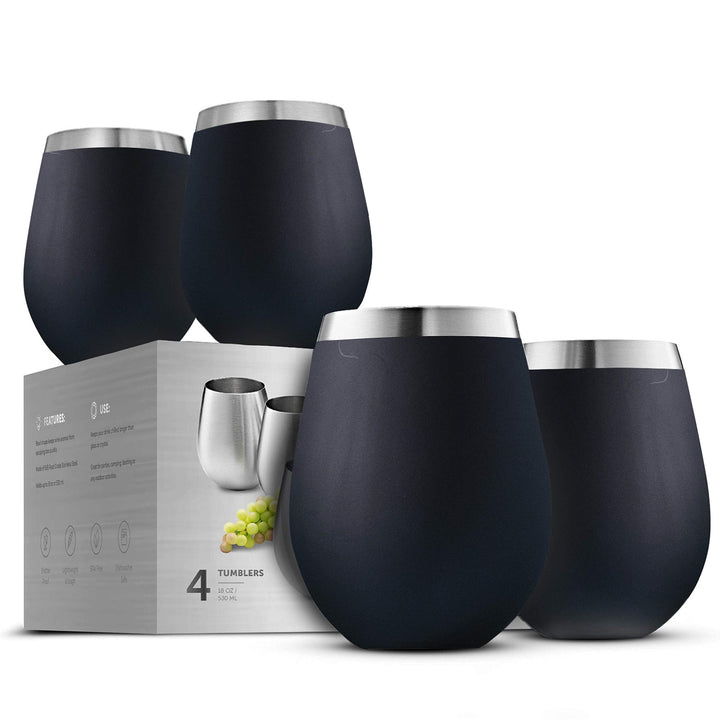 Stemless Wine Glasses - 4 Piece Set - Nestopia