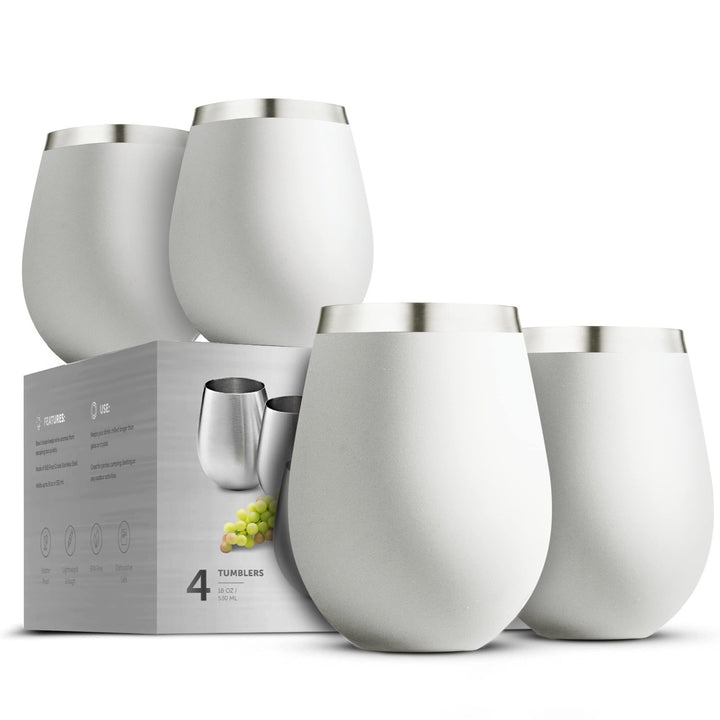 Stemless Wine Glasses - 4 Piece Set - Nestopia